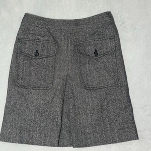 Etcetera Skirt Womens 6 Gray Wool Silk Tweed Herringbone Academia Y2K Preppy - Picture 1 of 10