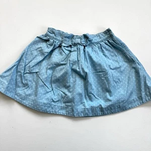 Janie & Jack Girls Light Blue Polka Dots Adjustable, Bow Front, Zip Skirt 6 Yrs - Picture 1 of 11