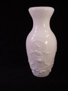 Antique Milk Glass Embossed Barber Shop Vase - Picture 1 of 6