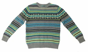 GapKids Size L 10 Gray Blue Lime Green Pattern Pullover Sweater - Picture 1 of 7