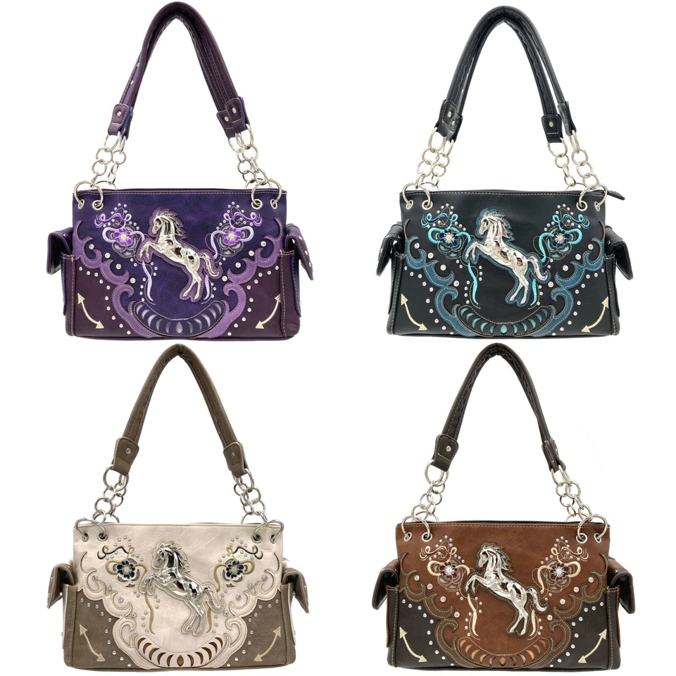 Bolso Bandolera Vaquera Floral Horse Country Poppy Western Bolso de Mano Cartera Foto 1 de 1
