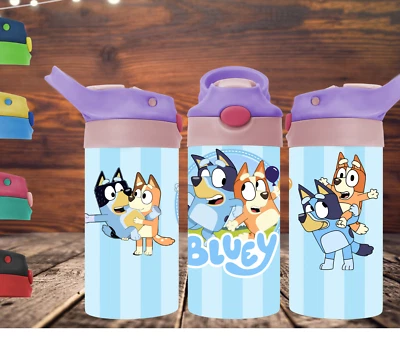 Botella de agua vaso para niños hecha a mano inspirada en azul de 12 oz Foto 1 de 2