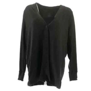Cuddl Duds Flexwear Button Front Cardigan black XS NEW A350505 - Picture 1 of 4