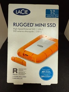 BRAND NEW - LaCie STMF1000400 Rugged Mini 1TB External Hard Drive - Orange - Afbeelding 1 van 2