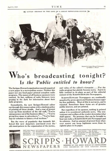 1929 Print Ad Scripps Howard Newspapers Who's Broadcasting Willam C Hoople - Picture 1 of 1
