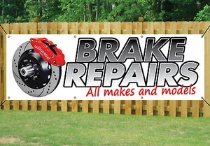 CAR BRAKE REPAIRS GARAGE MECHANIC OUTDOOR SIGN waterproof PVC with Eyelets v1 - Picture 1 of 1