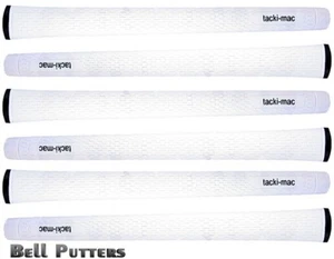 Six (6) Tacki-mac Itomic Standard White Golf Grips-Black Cap-Mens/Men's Grip - Picture 1 of 2
