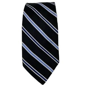 Jones New York Mens Necktie Tie Striped Black Blue Gray Silk - Bild 1 von 4