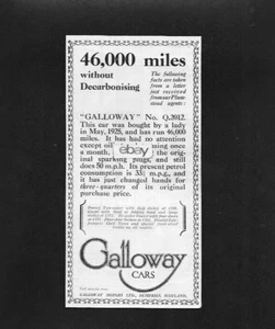 GALLOWAY CARS MOTORS LTD DUMRRIES SCHOTTLAND #Q-2012 2-SITZER 1935 AD - Bild 1 von 1