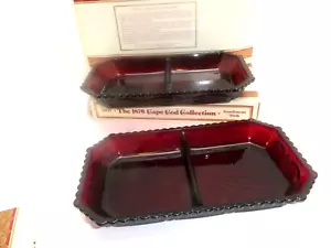 Avon Condiment Plato Plato Sabor Rubí Capa Roja Bacalao Juego Dividido de 2 De Colección - Imagen 1 de 6