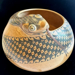 Nicolas Quezada Spirale Schlange Bildnis geformte Keramik Mata Ortiz polychrom 8,5" - Bild 1 von 23