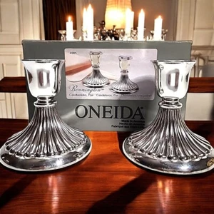 Paar Oneida Bennington versilberte Kerzenständer | 3,5" Kerzenständer | elegant - Bild 1 von 7