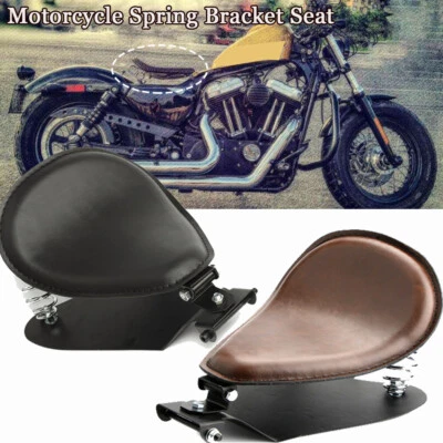 Sillín de asiento individual con resorte de motocicleta con base para Harley Softail Bobber Chopper Foto 1 de 4