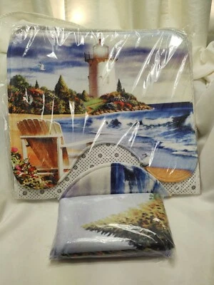 Juego de alfombras de baño cortina de ducha faro alfombra de baño alfombra de inodoro tapa de inodoro cubierta  Foto 1 de 2