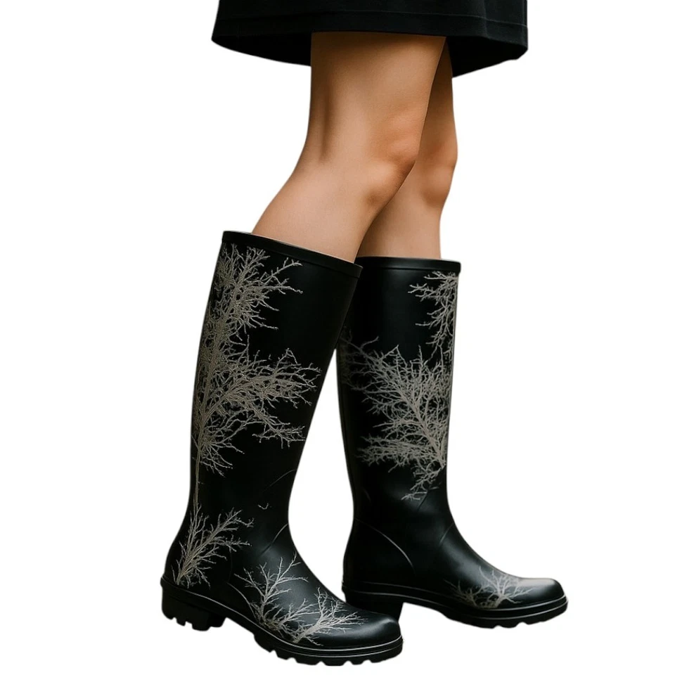 Botas de lluvia Sporto para mujer 6 negras Wendy media pantorrilla árbol botas de lluvia goma impermeables Foto 1 de 4