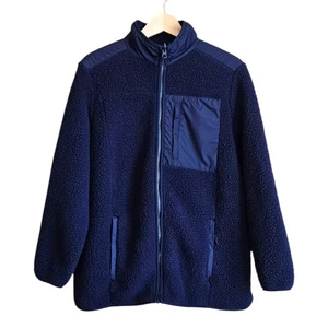 Chaqueta polar bereber Lands’ End cremallera completa azul marino para mujer talla 1X - Imagen 1 de 7