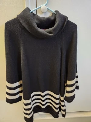 Suéter Calypso St. Barth Callee a Rayas Cachemira Negro Marfil Grande L Túnica Foto 1 de 4