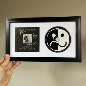 FRAMED SIGNED FALL OUT BOY SO MUCH FOR STARDUST ART CARD & CD ! - Picture 1 of 4
