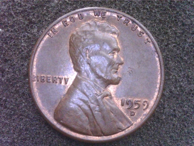 1959D Lincoln Memorial one Cent Piece. Lamination error(reverse Lincoln Memorial - Image 1 of 3