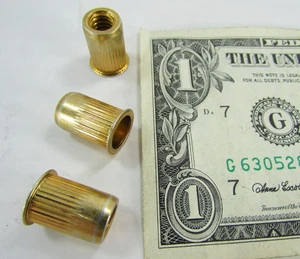 50 Einnietmuttern 1/4-20 Gewinde verzinkt Flachkopf Nietmutterneinsätze Nutsert Stahl - Bild 1 von 10