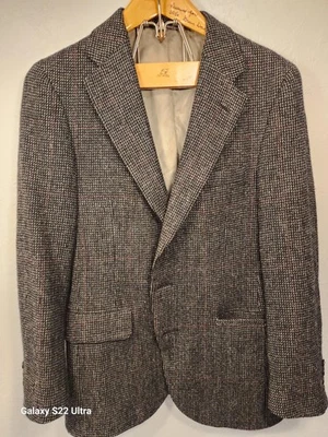 Vintage Polo University Club SportBlazer Masculino Lã Espinha de Arenque Preto/Vermelho  - Imagem 1 de 4