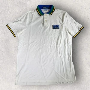 Vintage Polo Ralph Lauren Hi Tech Patch White Polo Classic Fit Men’s Size M - Picture 1 of 10