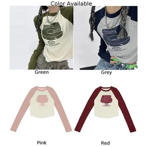 Modisches langärmliges Patchwork-T-Shirt für Damen für Frühling und Herbst - Bild 1 von 15