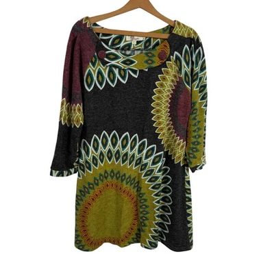 Aryeh Women Sweater Dress Size XL Mod Retro Boho Hippie Geometric Artsy Colorful - Image 1 of 4