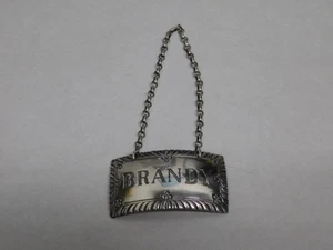 STIEFF WILLIAMSBURG 925 Sterling Silver Antique Art Deco "Brandy" Bottle Tag - Picture 1 of 9
