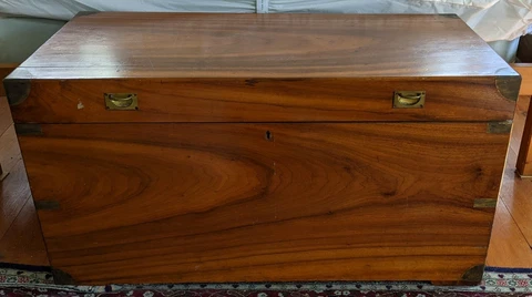 Large Vintage Cedar Hope Chest Brass Hardware 2 Insert Trays Matching Grain Cover