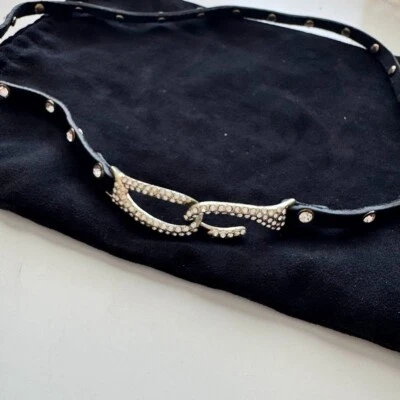 Gargantilla de cuero negro con tachuelas de cristal collar punk entrelazado gótico bondage Foto 1 de 4