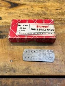 VINTAGE L.S. STARRETT No. 286 TWIST DRILL WIRE GAGE #61-80 (.026-.039") w/ box - Picture 1 of 7