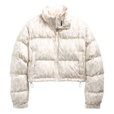 НОВЫЙ! Женский пуховик NORTH FACE с принтом Nuptse Short XXL серебристый серый леопард - Изображение 1 из 4