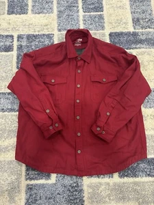 Vintage Mens Duluth Trading Dark Red Fire Hose Canvas Jacket Fleece Lined 2XL - Picture 1 of 7