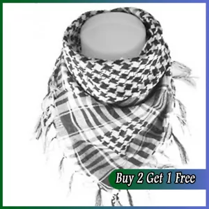 Keffiyeh Head Scarf - 100% Cotton Palestinian Desert Army Wrap Scarf Shemagh - Picture 1 of 25