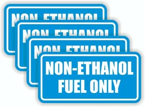 Paquete de 4 pegatinas de vinilo 2"x4" NO COMBUSTIBLE DE ETANOL SOLAMENTE | calcomanías de gas etiquetas tanque azul - Imagen 1 de 1