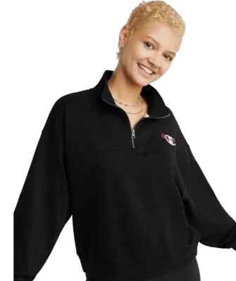 Champion sweatshirt womens campus french terry quarter zip pullover loose-L, XL - Image 1 of 4
