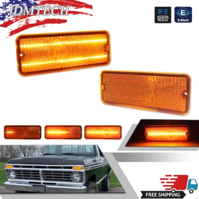 Par de luces LED DRL/señal de giro para Ford F-100 F100 1974-1977 parrilla delantera ámbar Foto 1 de 4