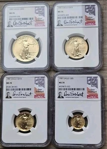 1987 $ 50 25 10 5 Gold Eagle Set NGC MS70 KEY DATE Coin Rare EVERHART SIGNATURE - Picture 1 of 6