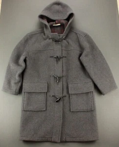 Burberry London Wool Duffle Coat Mens Small Gray Plaid Lining Toggle Jacket - Picture 1 of 9