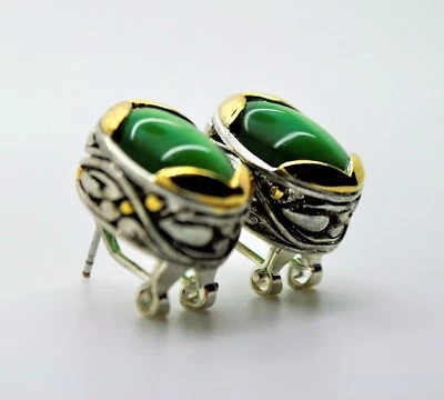 A-58 Diseño Único Estilo Rodio Plato Oro Esmeralda Ojo de Gato Color Moda Pendiente Foto 1 de 4