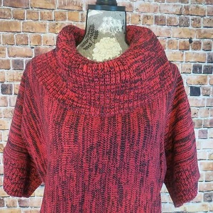 Suéter túnica Style & Co para mujer talla mediana capucha cuello tejido con cable rojo - Imagen 1 de 1