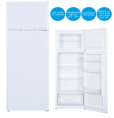 PKM Kühl-Gefrierkombination Weiß 206 L LED Beleuchtung Kühlschrank Retro - Bild 1 von 4