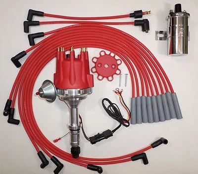 Tapa Pequeña BUICK BIG BLOCK 400 430 455 RED HEI Distribuidor + Bobina Cromada + Cables Foto 1 de 4