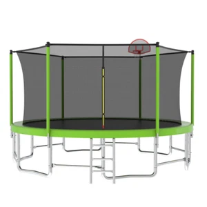 16FT Trampoline w/Balance Bar & Basketball Hoop&Ball,ASTM Approved,Enclosure Net - Picture 1 of 14