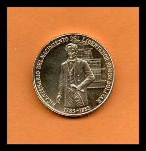 Venezuela UNC Coin 100 Bolivares 1983 Silver 900 with 24 KT Gold Plated - Picture 1 of 2