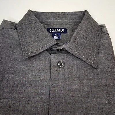 New Chaps Mens Size XL 18-20 Gray Long Sleeve Button Up Casual Shirt - Image 1 of 3