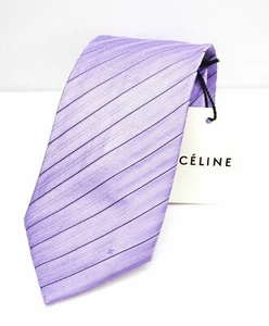 $195 CELINE - Modern Silk LOGO Tonal Micro Stripe Purple Tie Necktie - - Picture 1 of 5