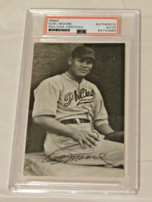 Euel Chief Moore (D. 1989) Signed / Autographed Print PSA Slab Phillie Giants - Image 1 of 2