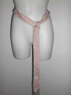 ORIGINALE CEINTURE TOUR DE TAILLE 100% VISCOSE BEIGE REFLET DORER GROSSE MAILLE - Photo 1/2
